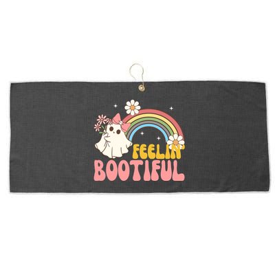 Feeling Bootiful Cute Retro Ghost Halloween Large Microfiber Waffle Golf Towel