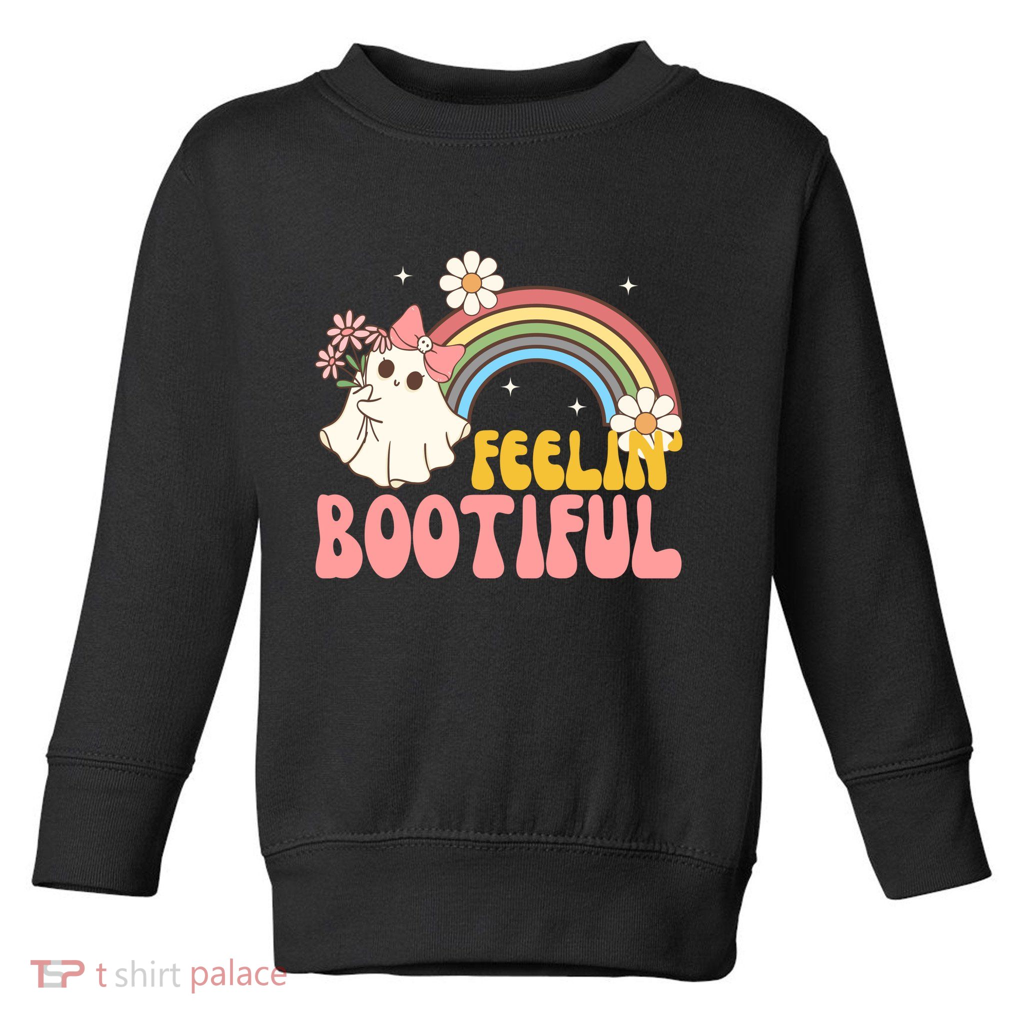 Feeling Bootiful Cute Retro Ghost Halloween Toddler Sweatshirt