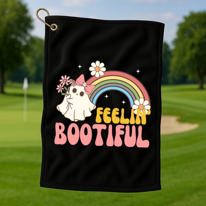 Feeling Bootiful Cute Retro Ghost Halloween Golf Towel