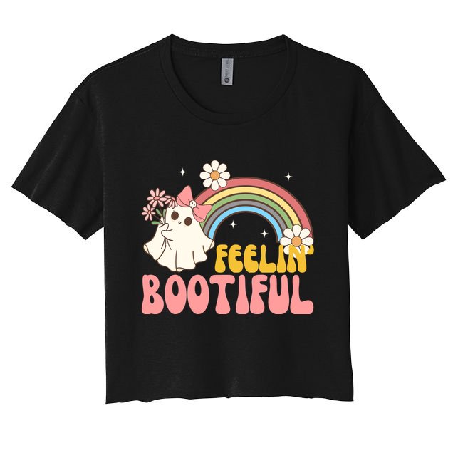 Feeling Bootiful Cute Retro Ghost Halloween Crop Top