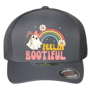 Feeling Bootiful Cute Retro Ghost Halloween Flexfit Unipanel Trucker Cap