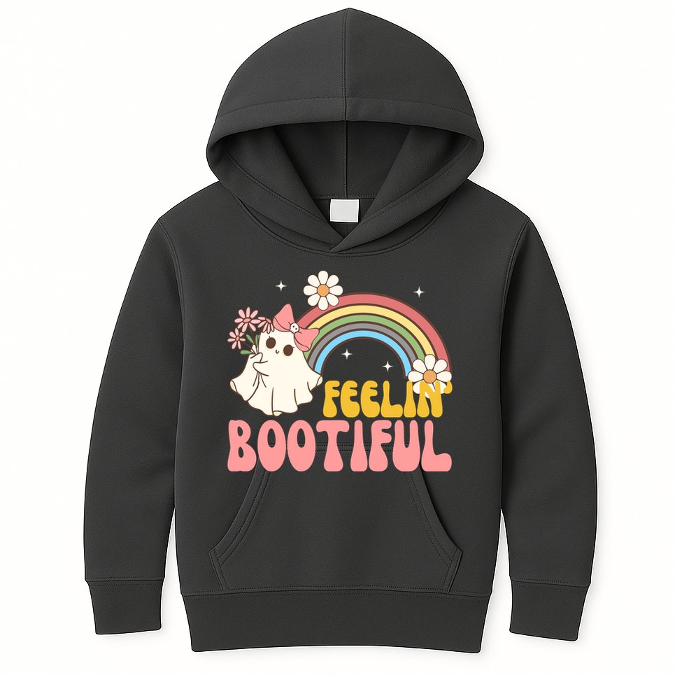 Feeling Bootiful Cute Retro Ghost Halloween Kids Hoodie
