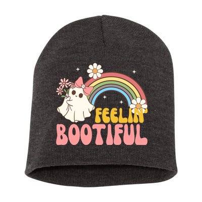 Feeling Bootiful Cute Retro Ghost Halloween Short Acrylic Beanie