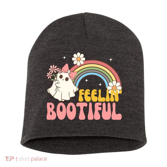 Feeling Bootiful Cute Retro Ghost Halloween Short Acrylic Beanie
