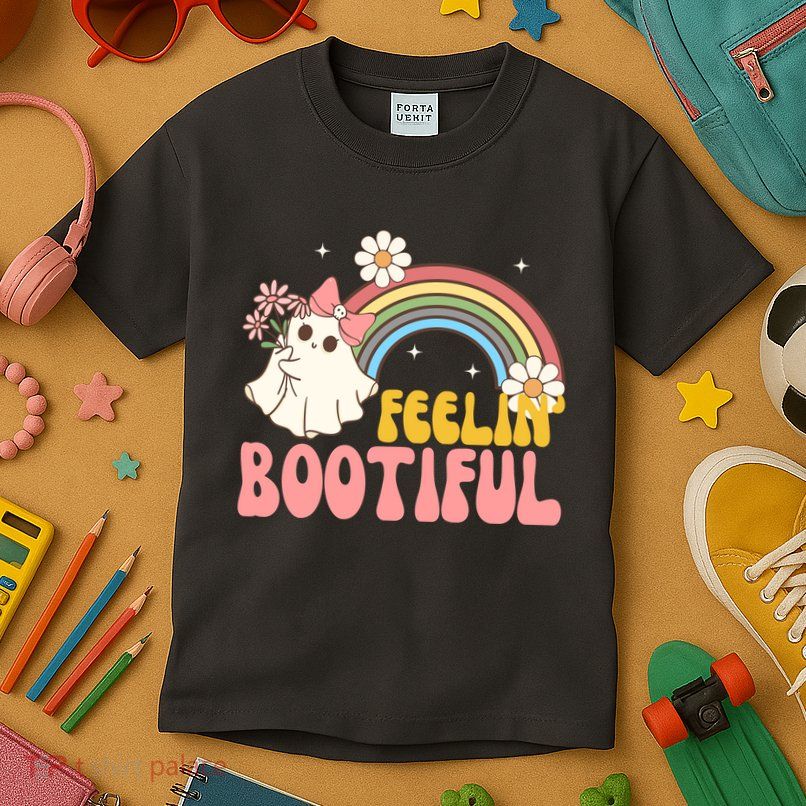 Feeling Bootiful Cute Retro Ghost Halloween Kids T-Shirt
