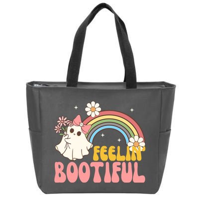 Feeling Bootiful Cute Retro Ghost Halloween Zip Tote Bag