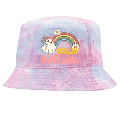 Feeling Bootiful Cute Retro Ghost Halloween Tie-Dyed Bucket Hat