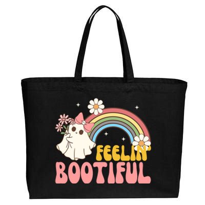 Feeling Bootiful Cute Retro Ghost Halloween Cotton Canvas Jumbo Tote