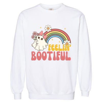 Feeling Bootiful Cute Retro Ghost Halloween Garment-Dyed Sweatshirt