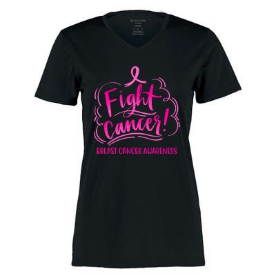 Fight Breast Cancer Awareness Women's Momentum V-Neck T-Shirt