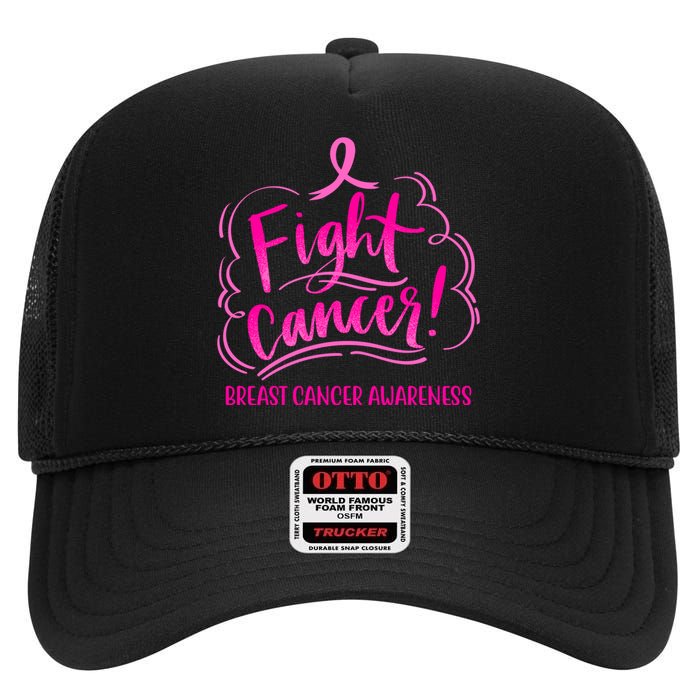 Fight Breast Cancer Awareness High Crown Mesh Back Trucker Hat