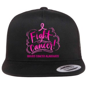 Fight Breast Cancer Awareness Flat Bill Trucker Hat