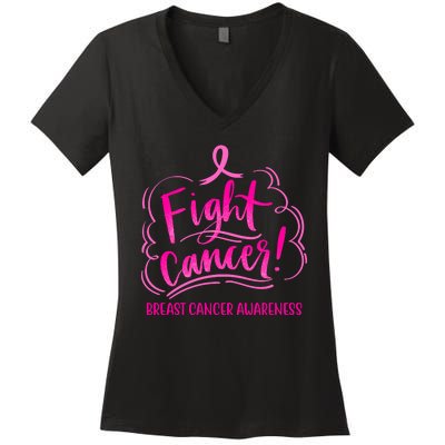 Fight Breast Cancer Awareness Women's V-Neck T-Shirt