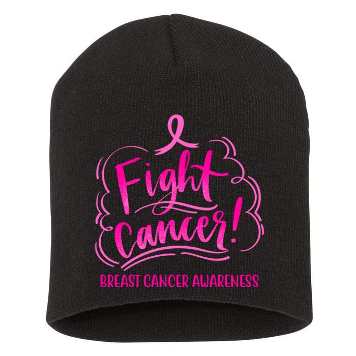 Fight Breast Cancer Awareness Short Acrylic Beanie