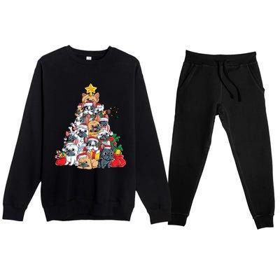 French Bulldog Christmas Tree Dog Santa Xmas Funny Gift Boys Cool Gift Premium Crewneck Sweatsuit Set