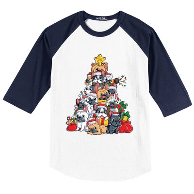 French Bulldog Christmas Tree Dog Santa Xmas Funny Gift Boys Cool Gift Baseball Sleeve Shirt