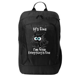 Funny Black Cat It's Fine I'm Fine Everything Is Fine City Backpack