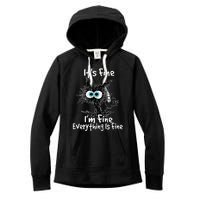 Funny Black Cat It's Fine I'm Fine Everything Is Fine Women's Fleece Hoodie