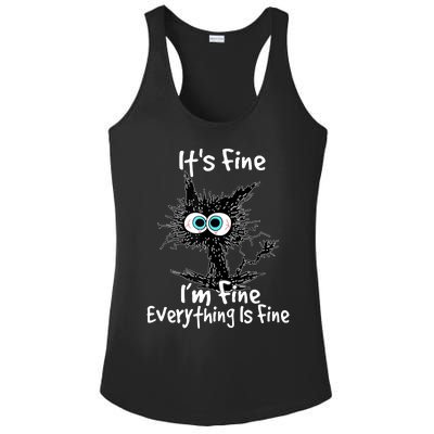 Funny Black Cat It's Fine I'm Fine Everything Is Fine Ladies PosiCharge Competitor Racerback Tank