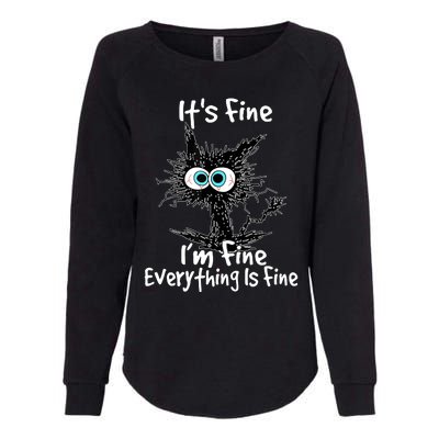 Funny Black Cat It's Fine I'm Fine Everything Is Fine Womens California Wash Sweatshirt