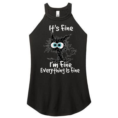 Funny Black Cat It's Fine I'm Fine Everything Is Fine Women's Perfect Tri Rocker Tank