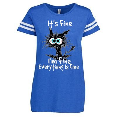 Funny Black Cat It's Fine I'm Fine Everything Is Fine Enza Ladies Jersey Football T-Shirt