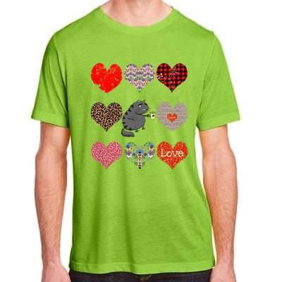 Funny Black Cat Hearts Pattern Coffee Lover Valentines Day Gift Adult ChromaSoft Performance T-Shirt