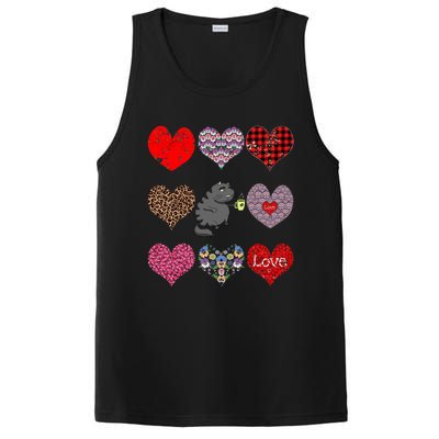 Funny Black Cat Hearts Pattern Coffee Lover Valentines Day Gift PosiCharge Competitor Tank