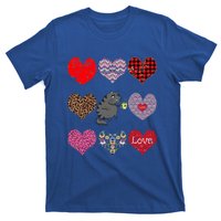 Funny Black Cat Hearts Pattern Coffee Lover Valentines Day Gift T-Shirt