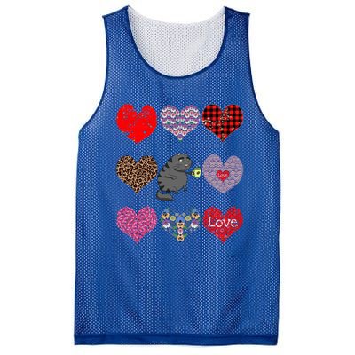 Funny Black Cat Hearts Pattern Coffee Lover Valentines Day Gift Mesh Reversible Basketball Jersey Tank