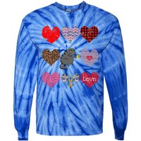 Funny Black Cat Hearts Pattern Coffee Lover Valentines Day Gift Tie-Dye Long Sleeve Shirt