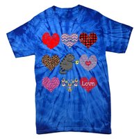 Funny Black Cat Hearts Pattern Coffee Lover Valentines Day Gift Tie-Dye T-Shirt