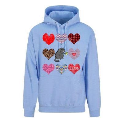 Funny Black Cat Hearts Pattern Coffee Lover Valentines Day Gift Unisex Surf Hoodie