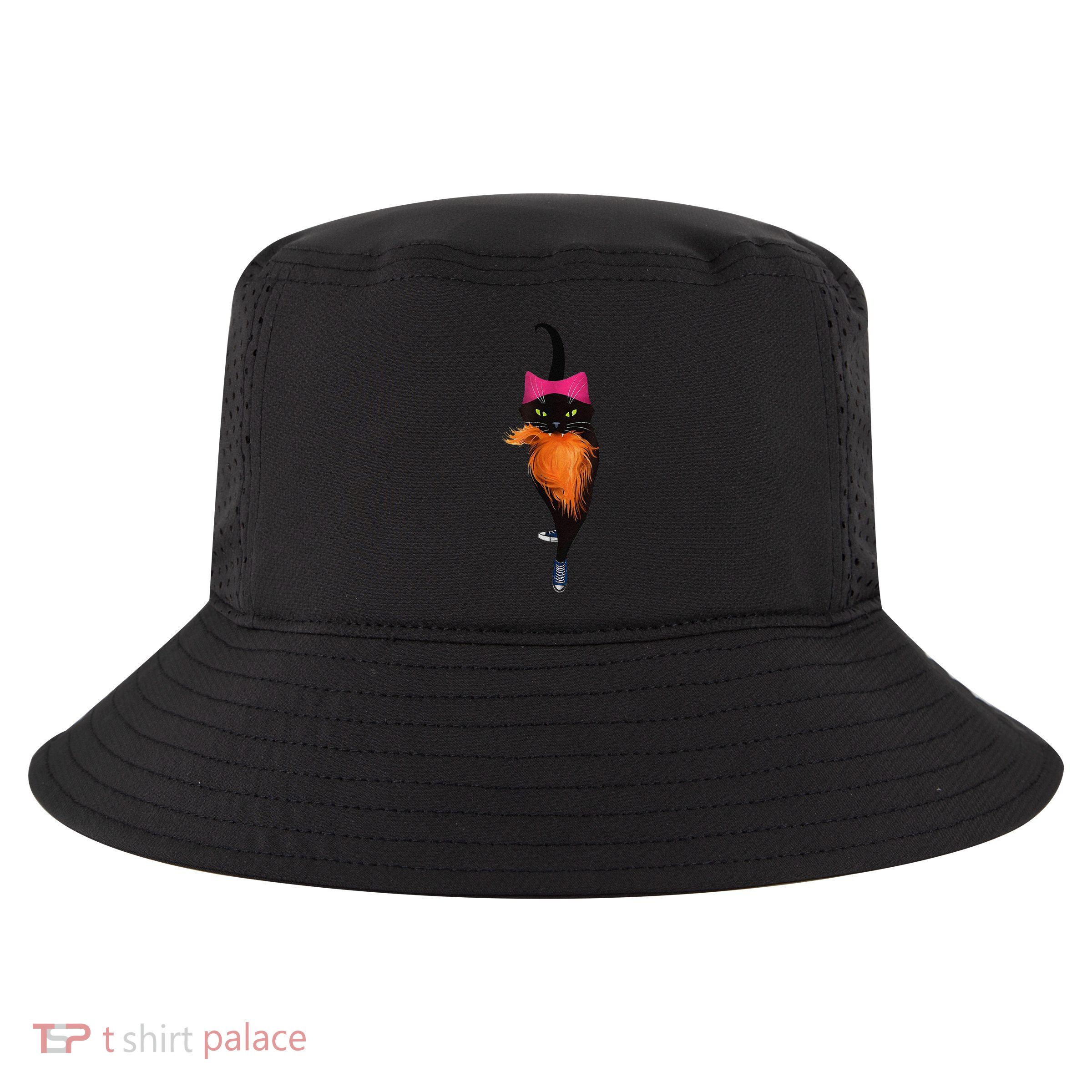 Funny Black Cat Lady With Chucks Trump Hair Vote Kamala 2024 Gift Cool Comfort Performance Bucket Hat