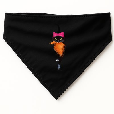 Funny Black Cat Lady With Chucks Trump Hair Vote Kamala 2024 Gift USA-Made Doggie Bandana