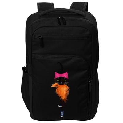 Funny Black Cat Lady With Chucks Trump Hair Vote Kamala 2024 Gift Impact Tech Backpack