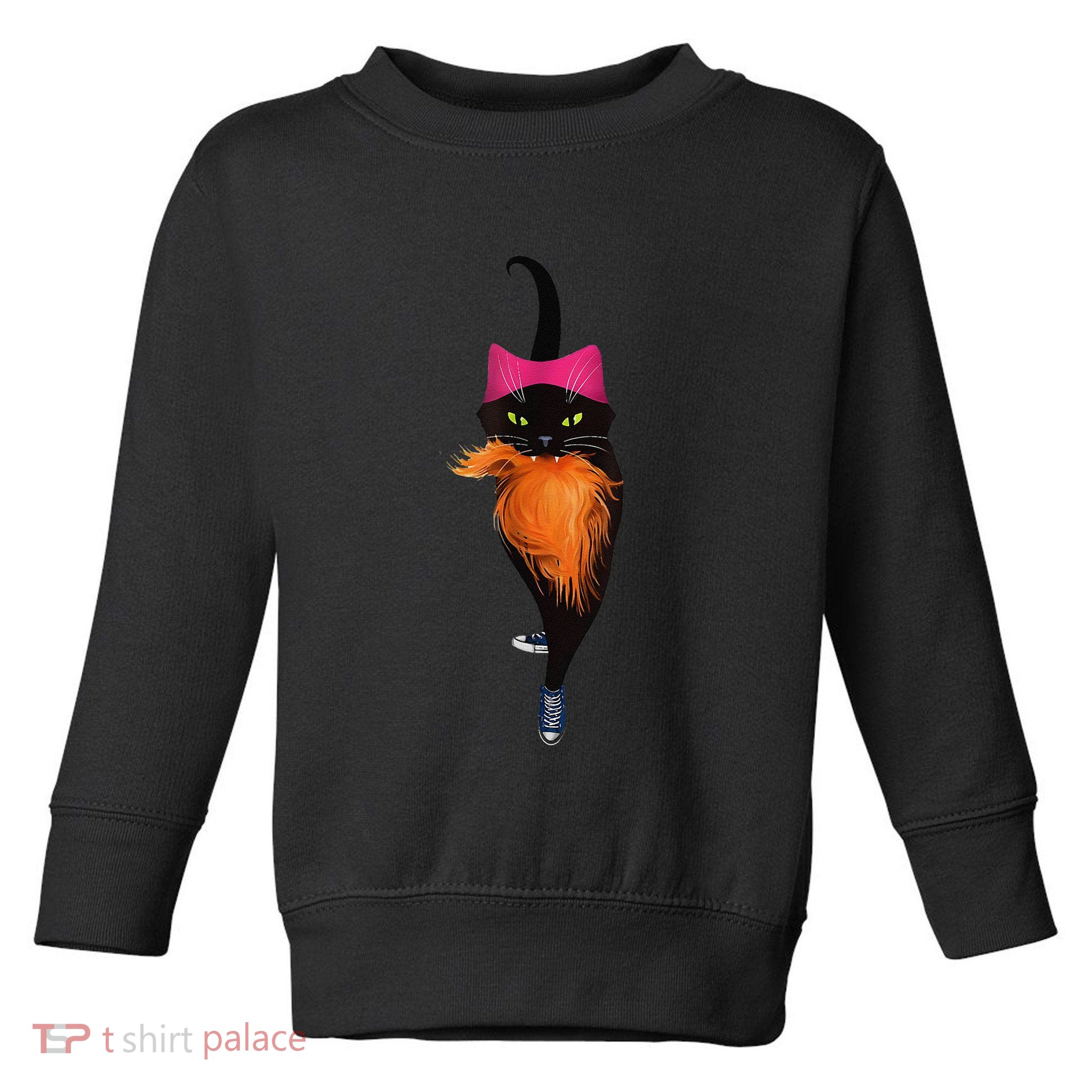 Funny Black Cat Lady With Chucks Trump Hair Vote Kamala 2024 Gift Toddler Sweatshirt