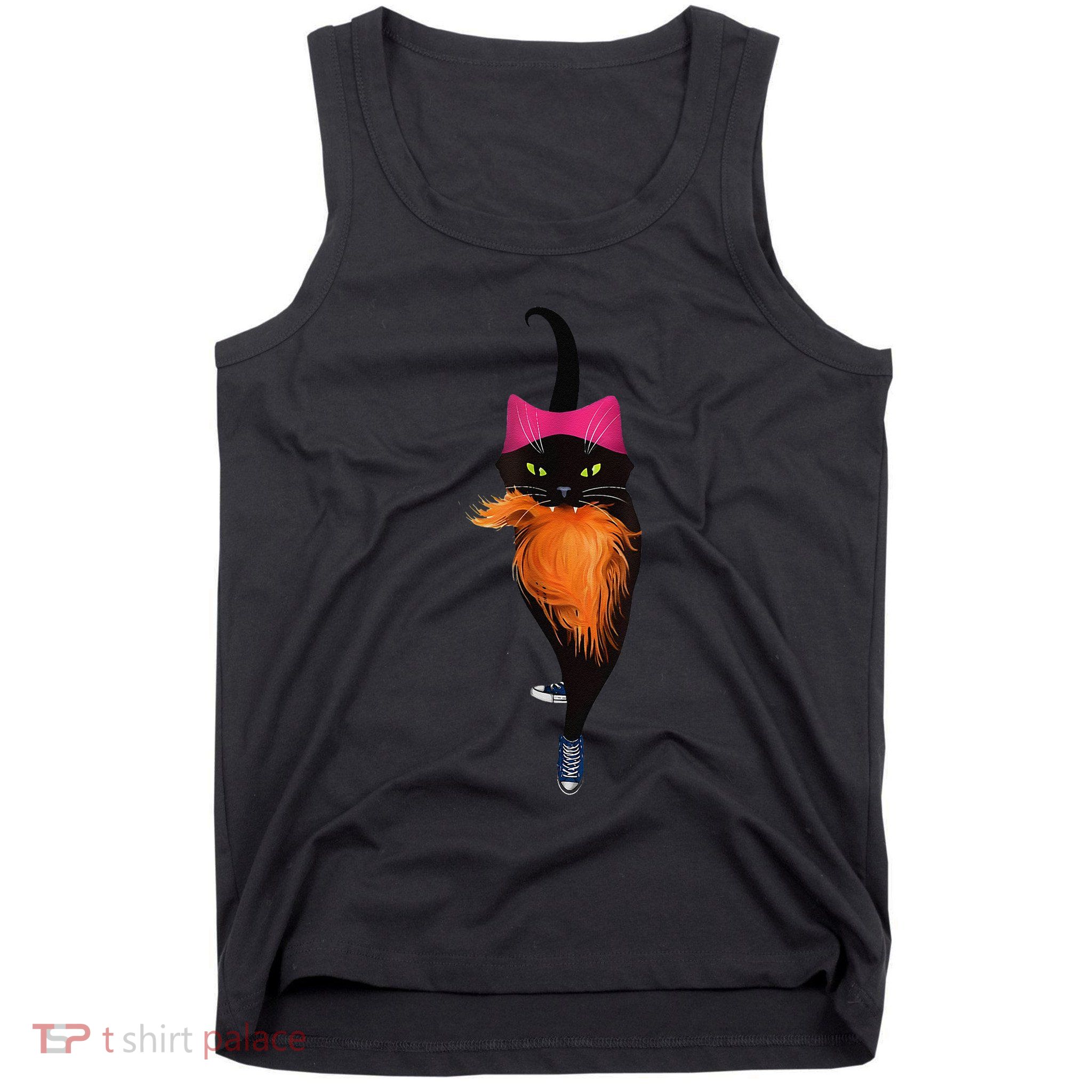 Funny Black Cat Lady With Chucks Trump Hair Vote Kamala 2024 Gift Tank Top