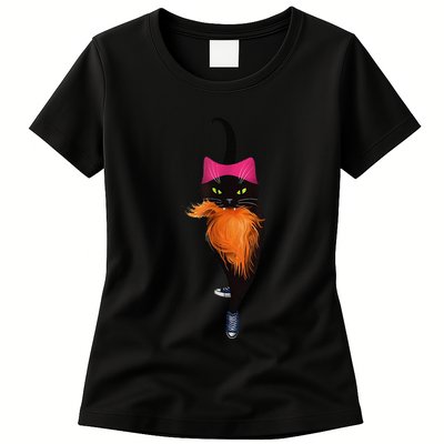 Funny Black Cat Lady With Chucks Trump Hair Vote Kamala 2024 Gift Womens T-Shirt