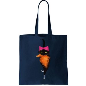 Funny Black Cat Lady With Chucks Trump Hair Vote Kamala 2024 Gift Tote Bag