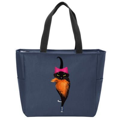 Funny Black Cat Lady With Chucks Trump Hair Vote Kamala 2024 Gift Zip Tote Bag