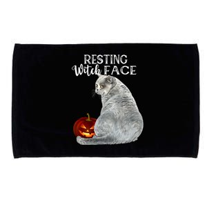 Funny Black Cat Resting Witch Face Halloween Costume Meaningful Gift Microfiber Hand Towel