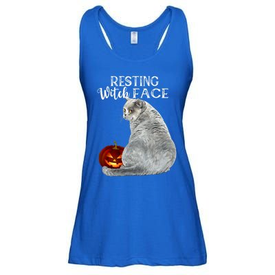 Funny Black Cat Resting Witch Face Halloween Costume Meaningful Gift Ladies Essential Flowy Tank