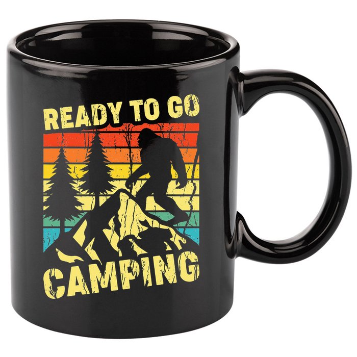 Funny Bigfoot Camping Ready To Go Camping 11oz C Handle Ceramic Mug