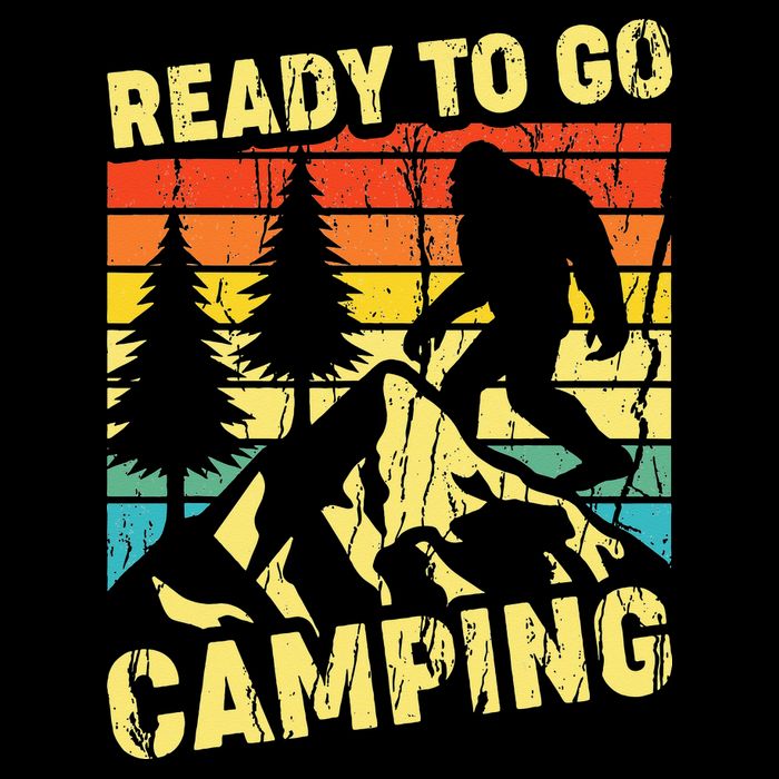 Funny Bigfoot Camping Ready To Go Camping Drawstring Bag