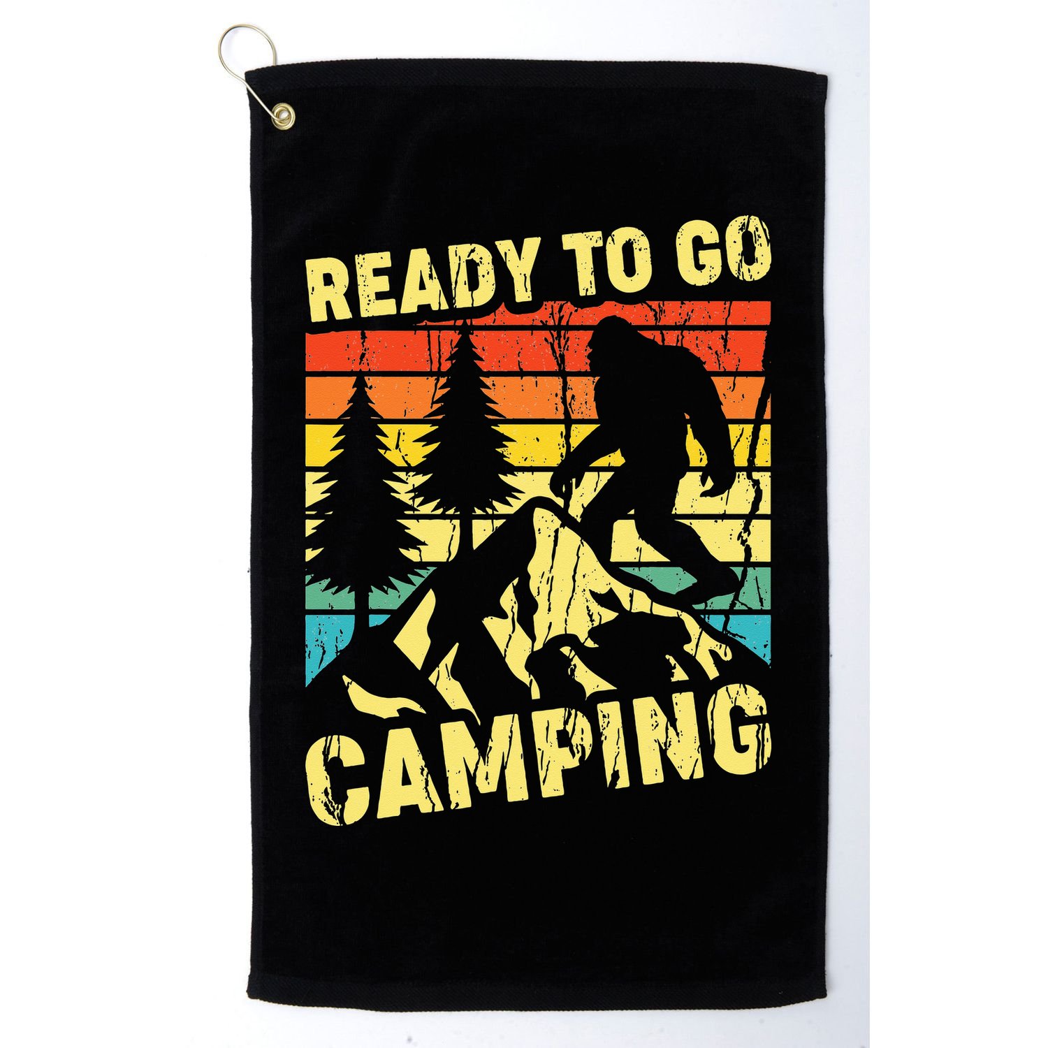 Funny Bigfoot Camping Ready To Go Camping Golf Towel