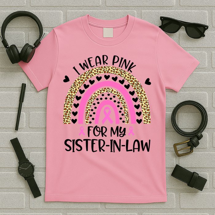 Funny Breast Cancer Support I Wear Pink For My Sister In Law T-Shirt