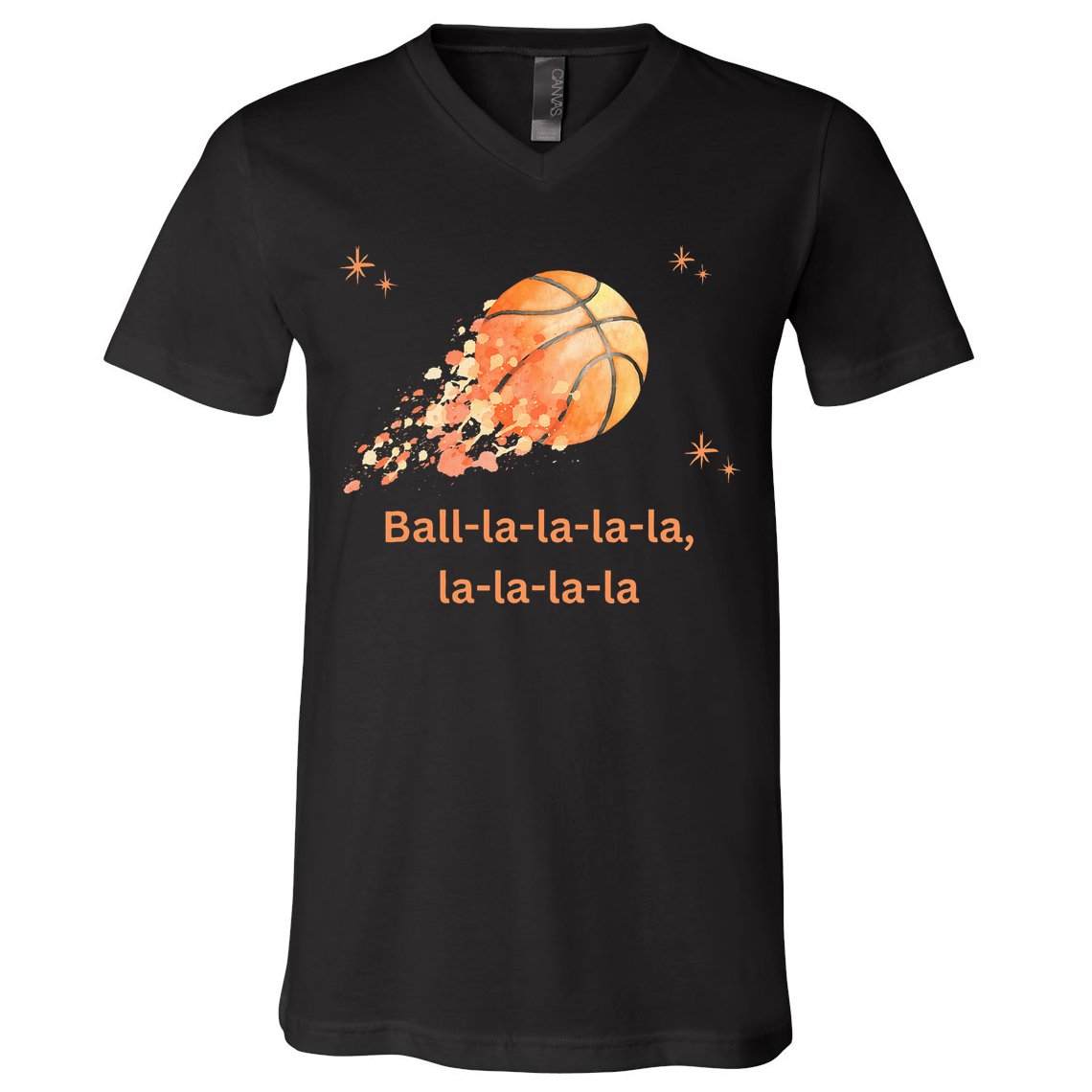 Funny Basketball Christmas Xmas Holiday Hoops Ball La La V-Neck T-Shirt