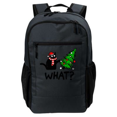 Funny Black Cat Gift Pushing Christmas Tree Over Cat What? Great Gift Daily Commute Backpack