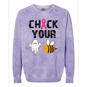 Funny Breast Cancer Check Your Boo Bees Halloween Gift Colorblast Crewneck Sweatshirt